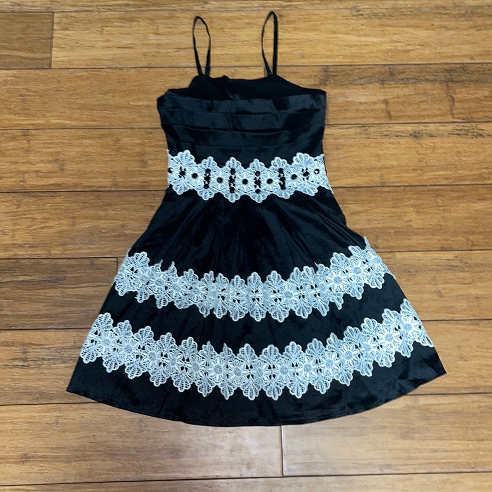 Pleated Black & White Party Dress